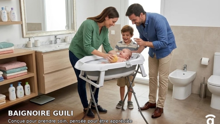Baignoire Pliante avec Pieds et Réducteur GuiLi – La Solution Ingénieuse pour le Bain de Bébé
