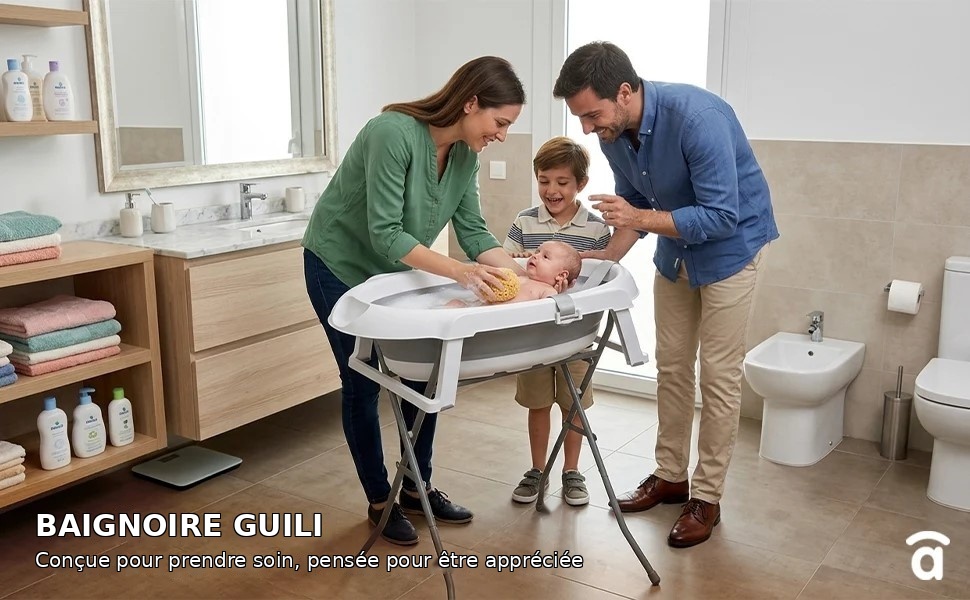 Baignoire Pliante avec Pieds et Réducteur GuiLi – La Solution Ingénieuse pour le Bain de Bébé